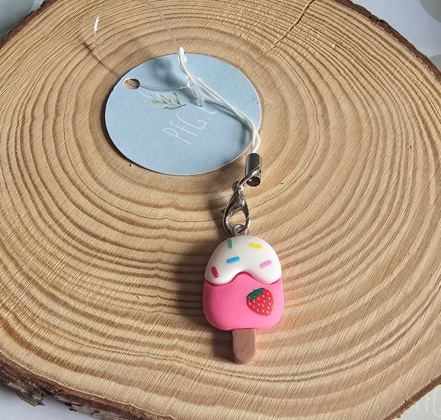 Cute pink lollipop phone charms
