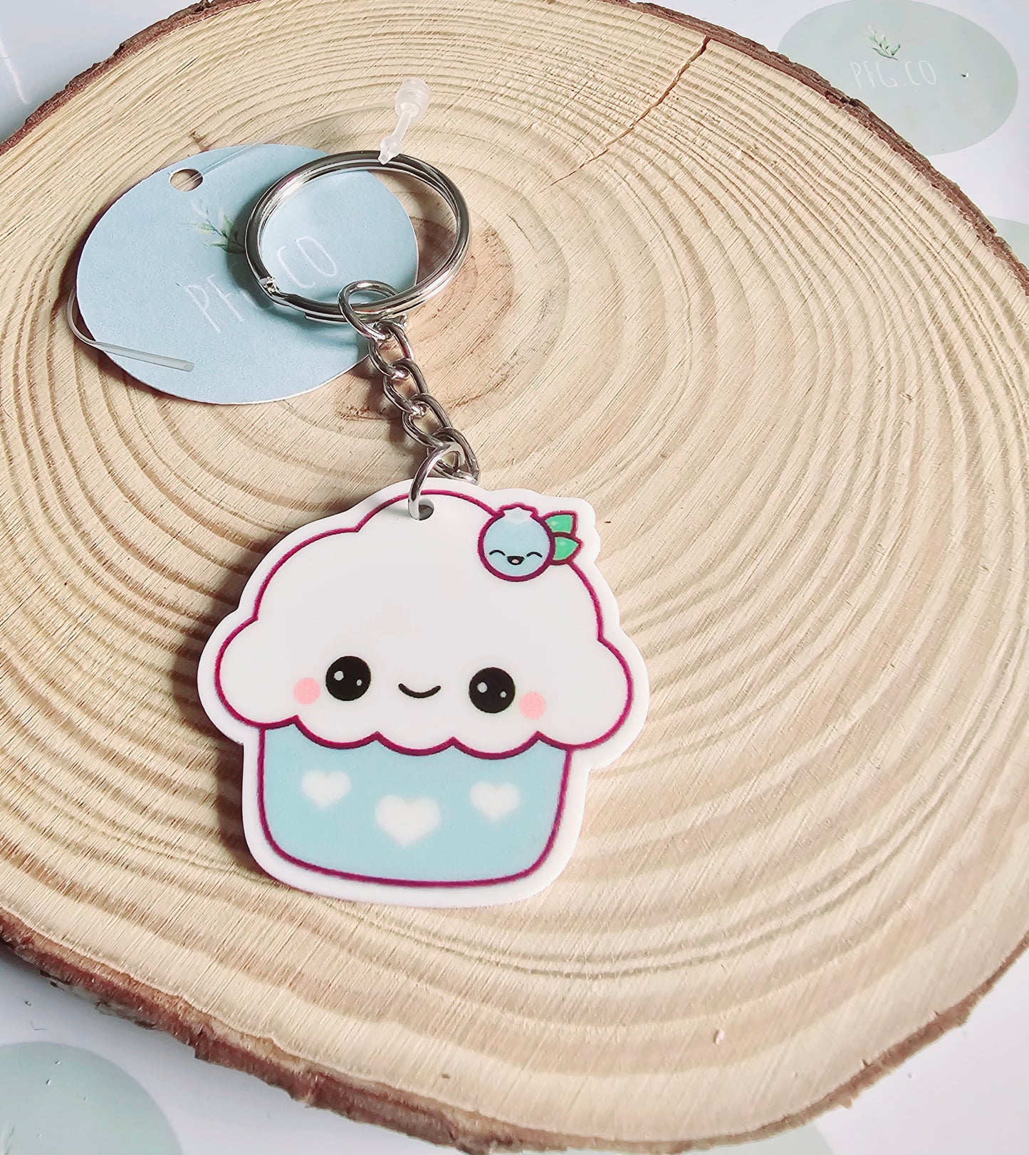 Blue cupcake key rings