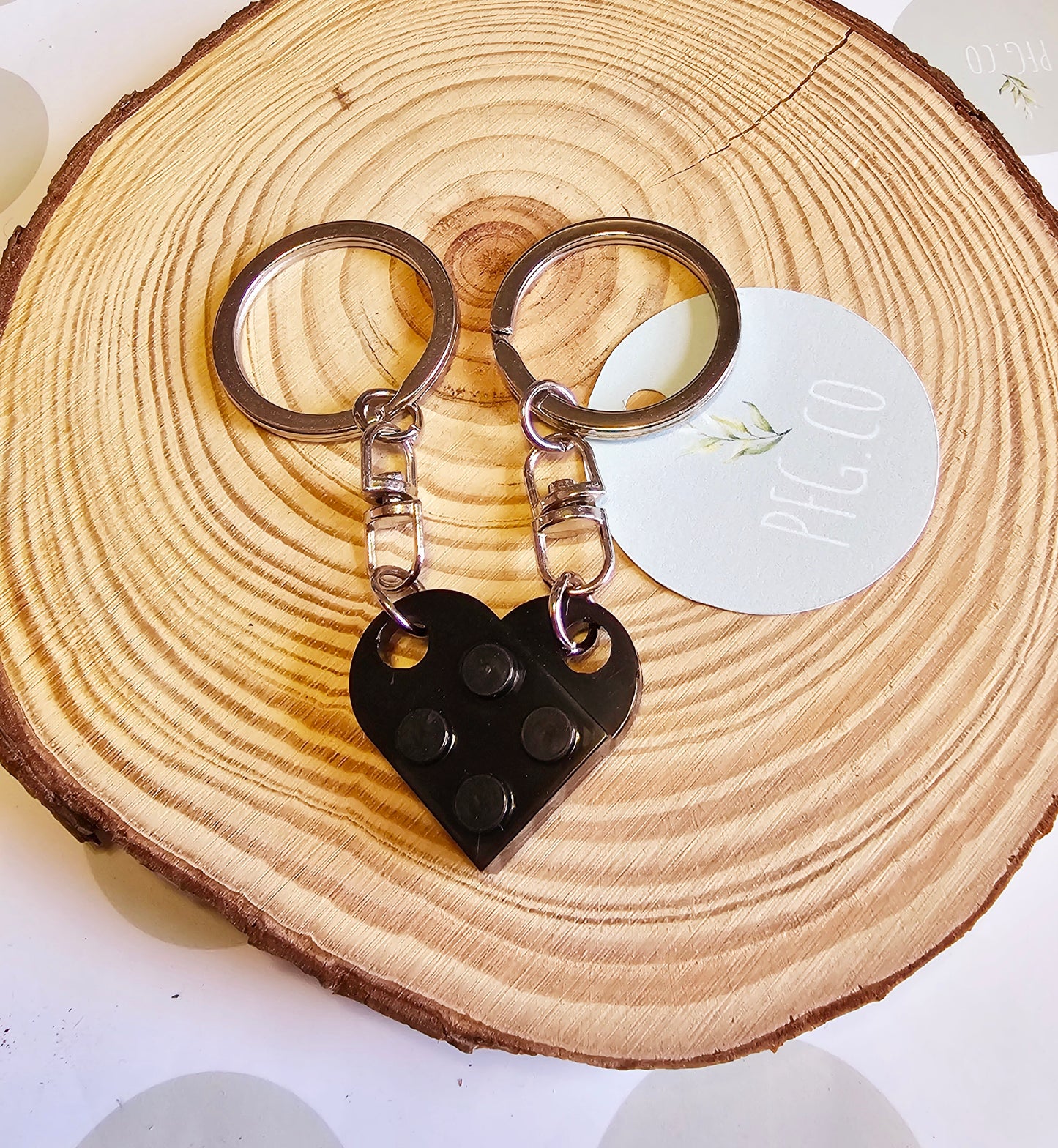 Black heart double key ring
