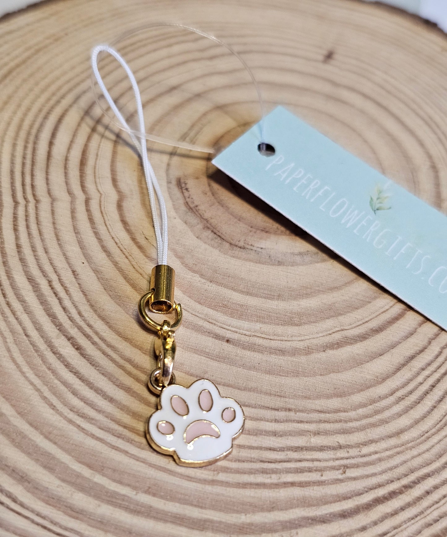 White cat paw phone charms