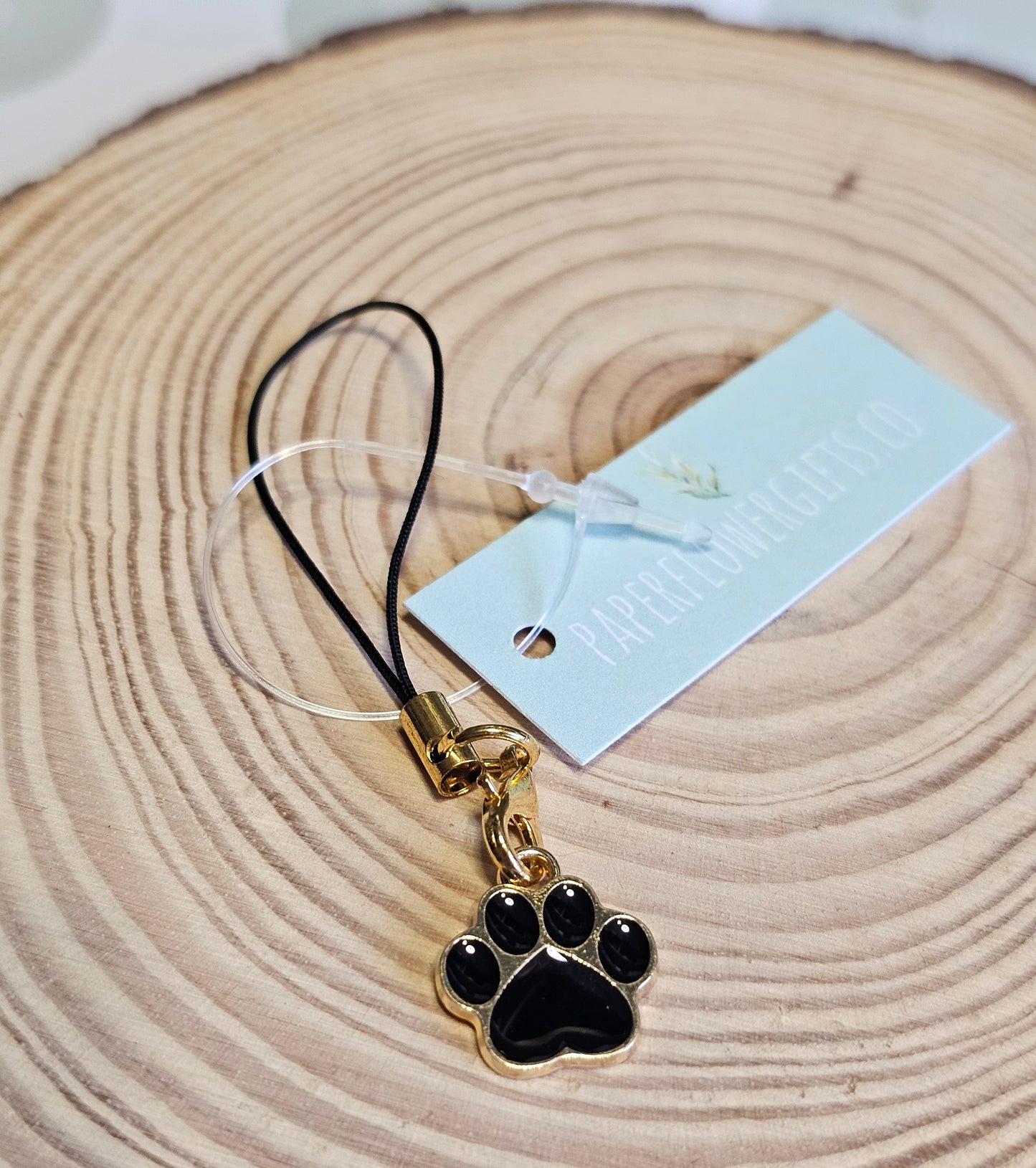 Black cat paw phone charms