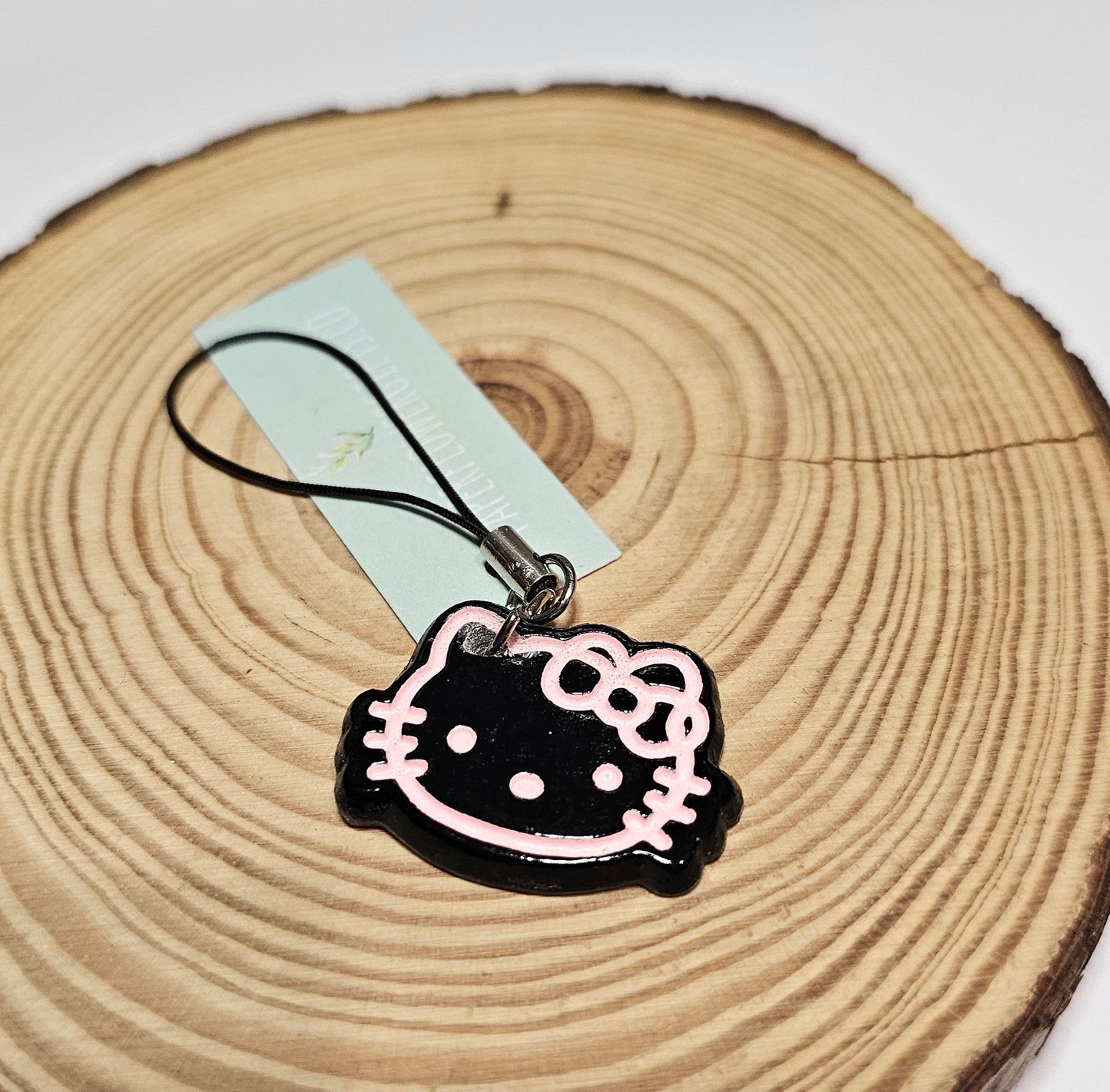 Pink & black gothic hello kitty phone charm
