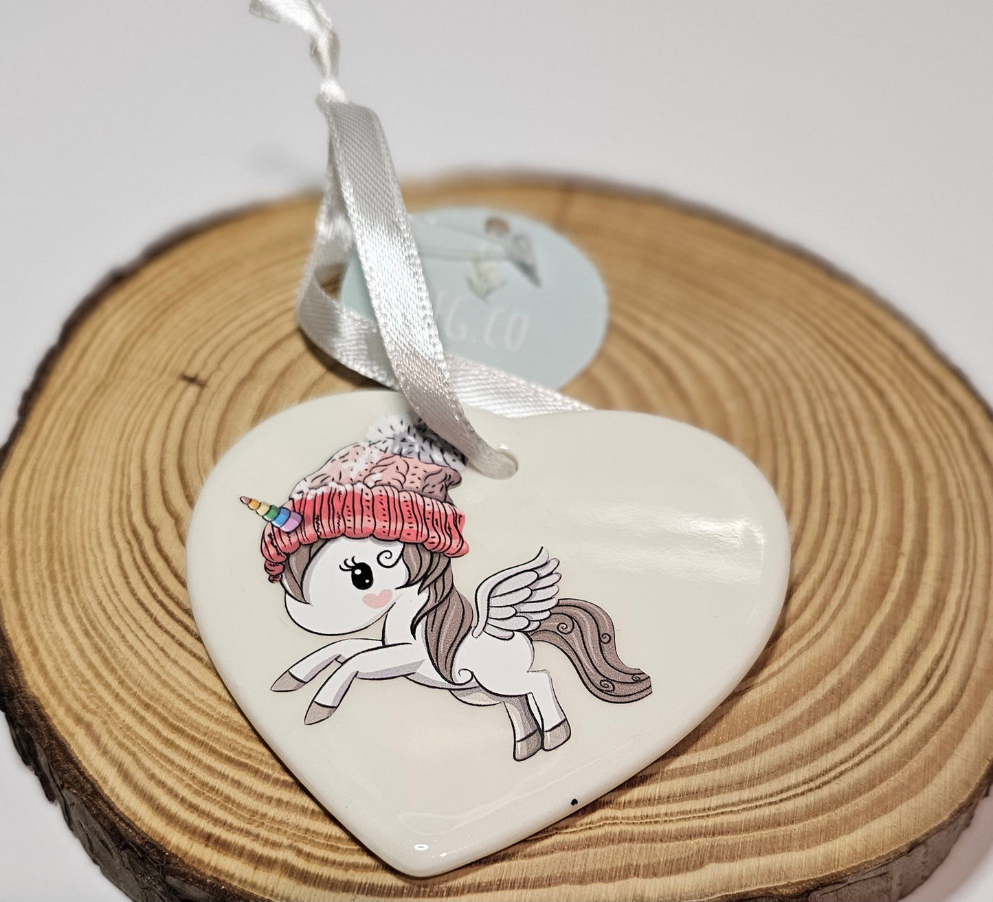 Ceramic heart winter unicorn