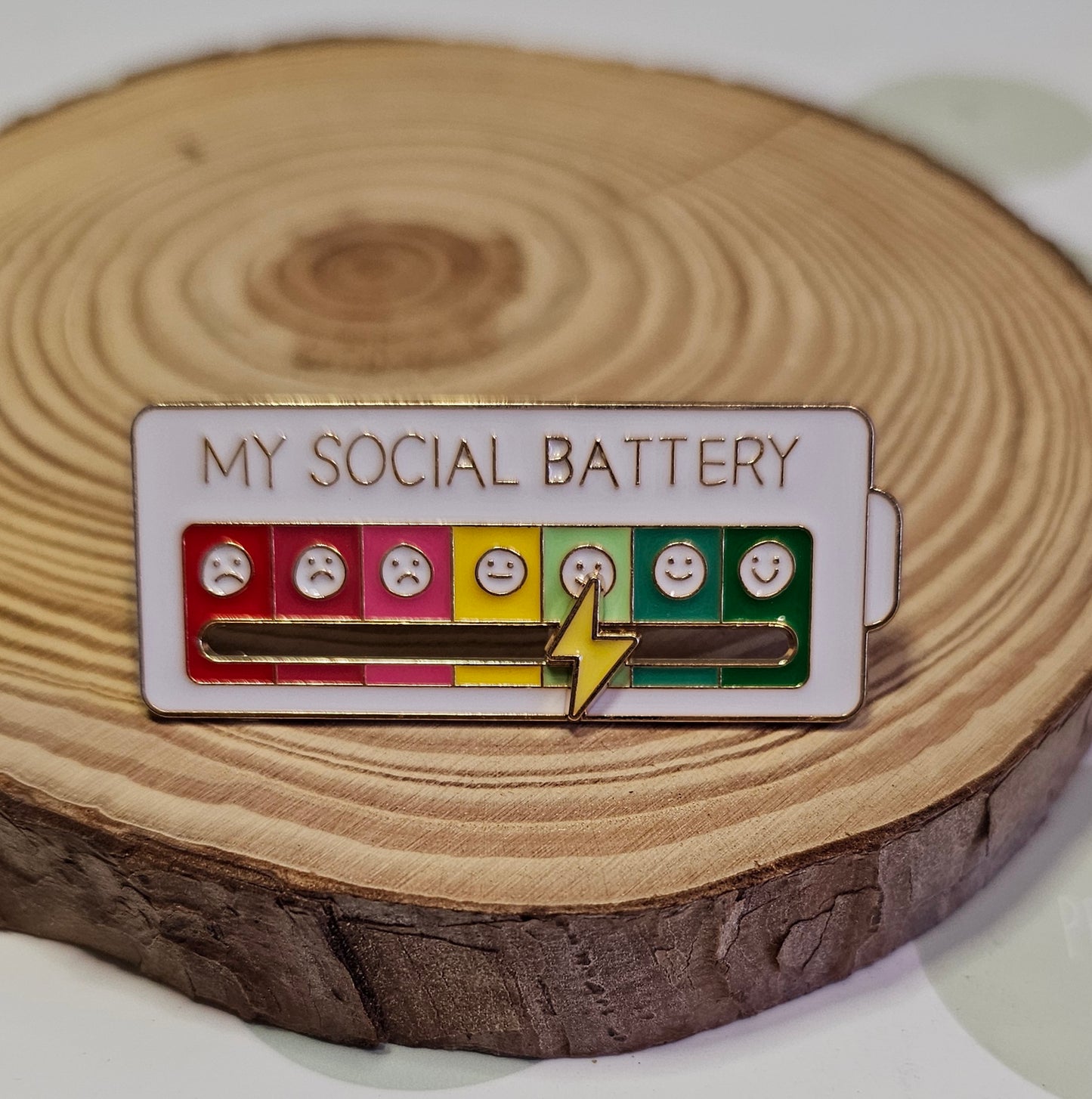 White social anxiety pin badges