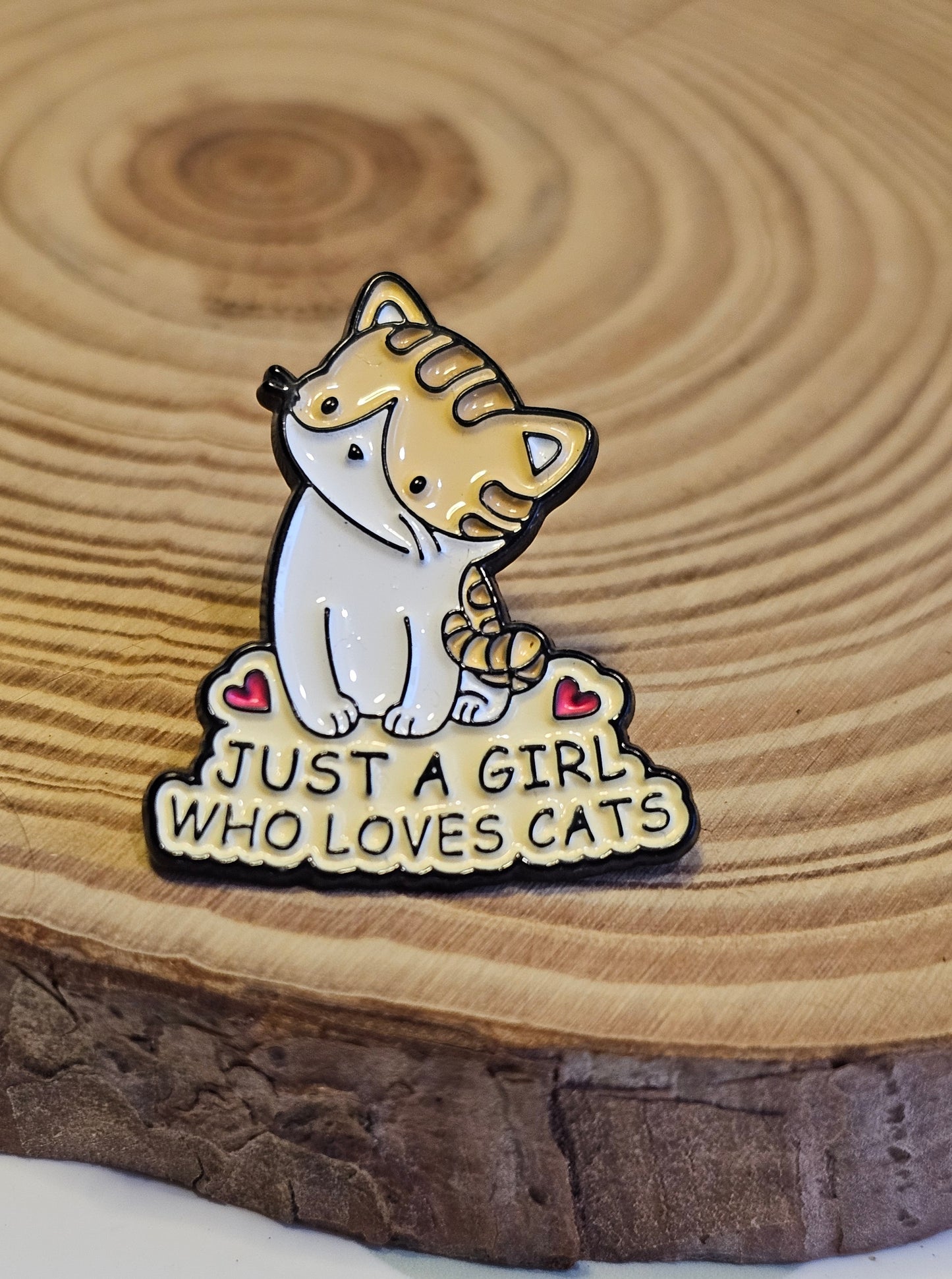 Just a girl and cat pin badge