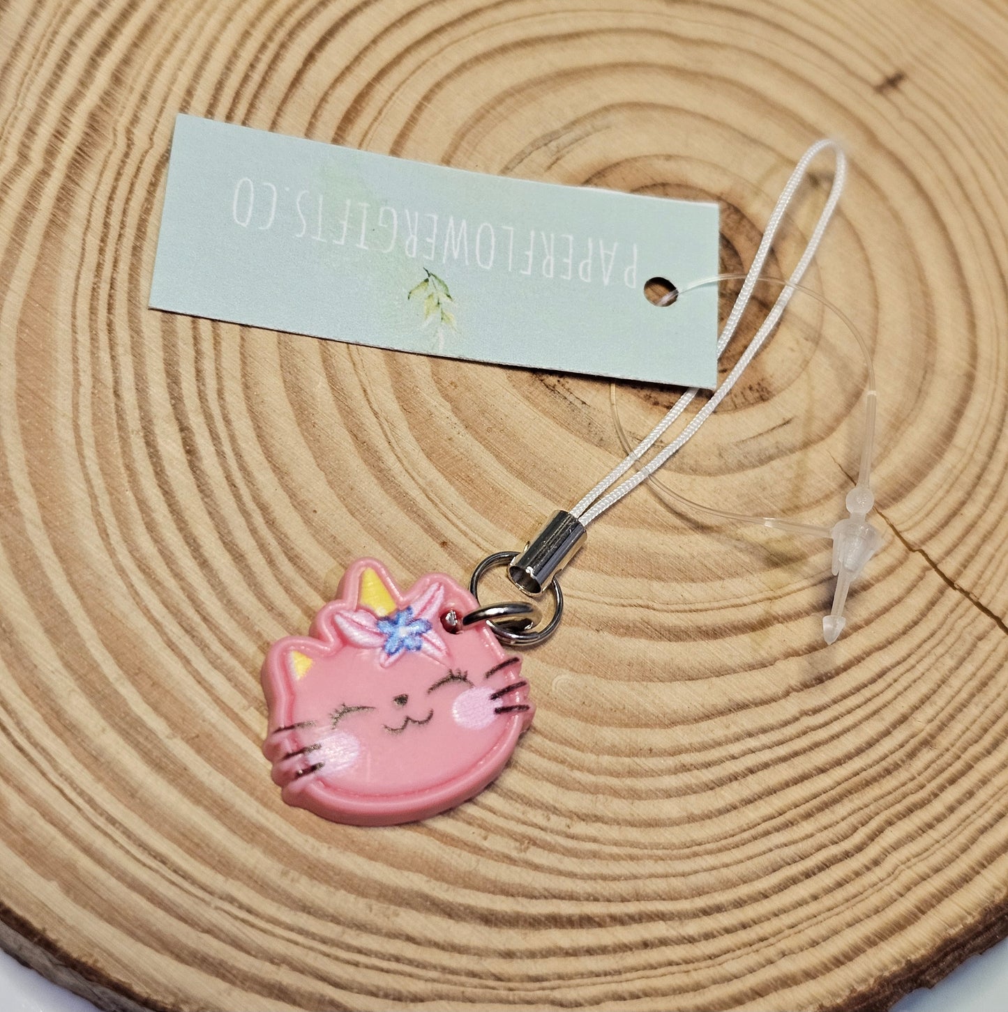 Dark pink caticorn phone charm