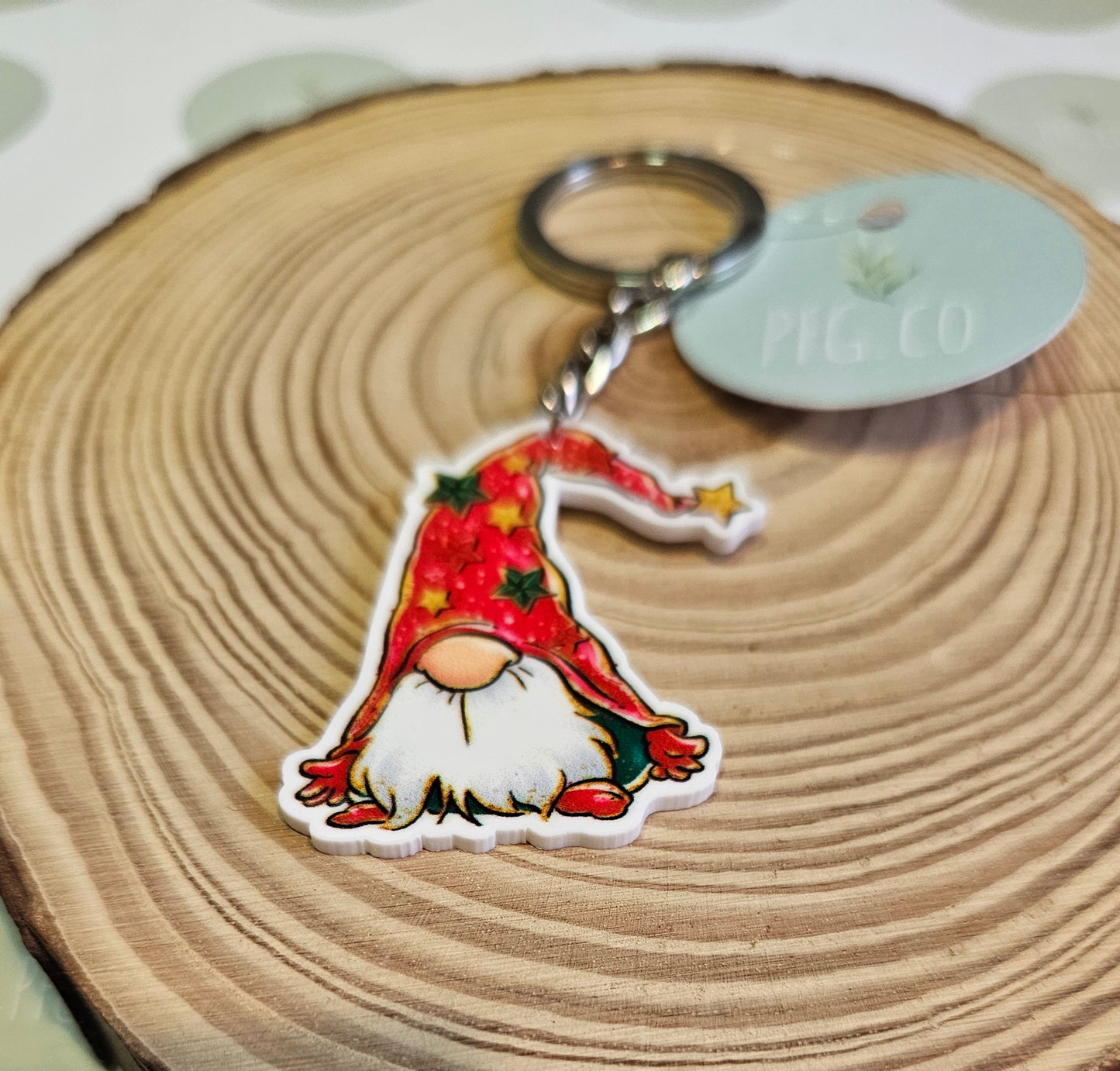 Christmas hat Gonk key ring