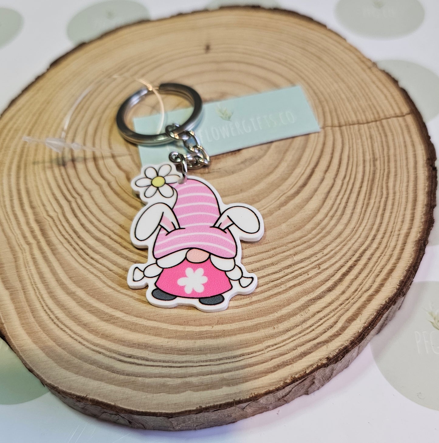Pink floral gonk key rings