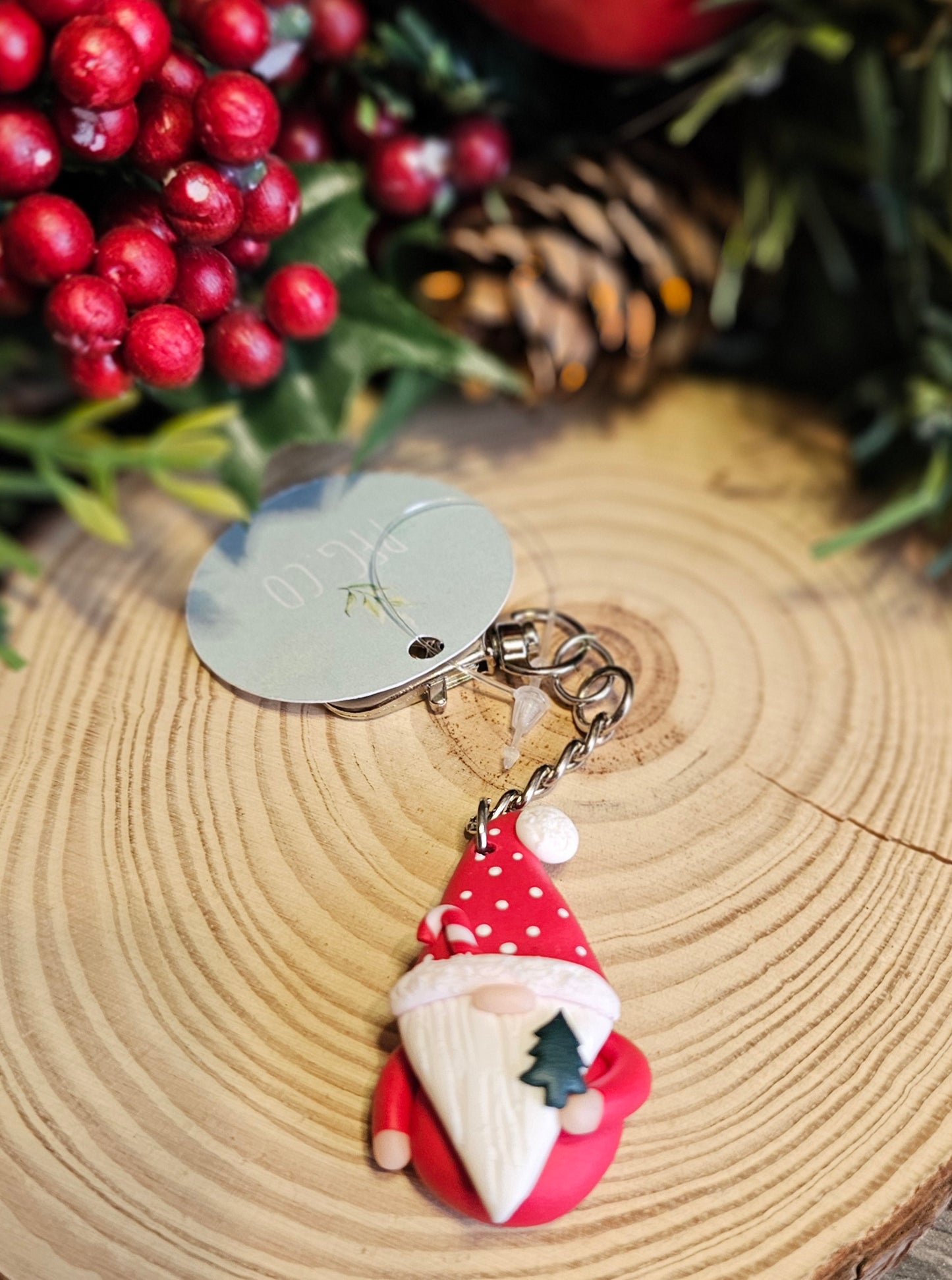 Candy cane and tree Christmas Gonk key rings