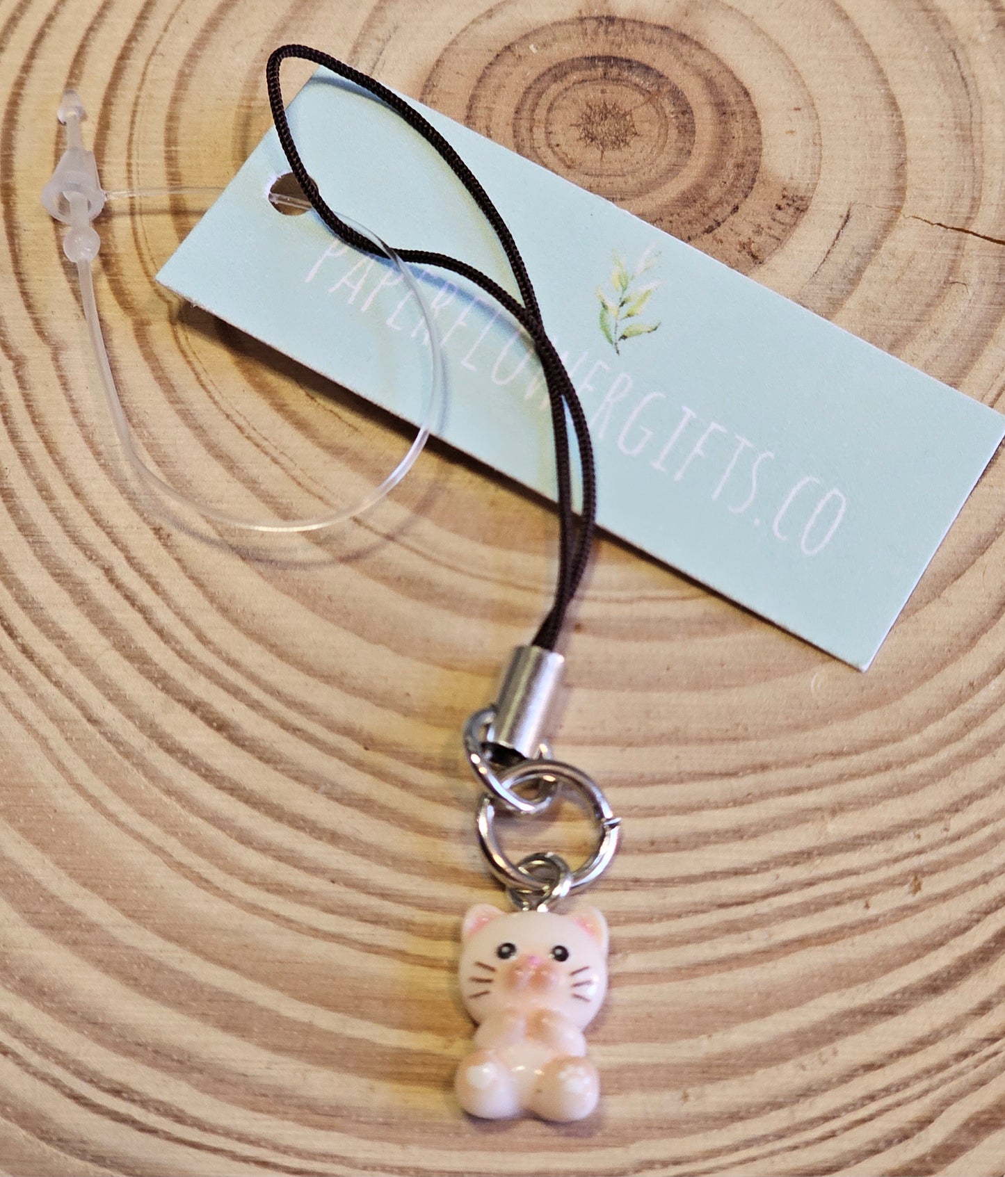 Tiny ginger cream cat phone charms