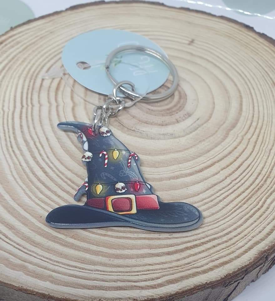 Witches Christmas hat key rings
