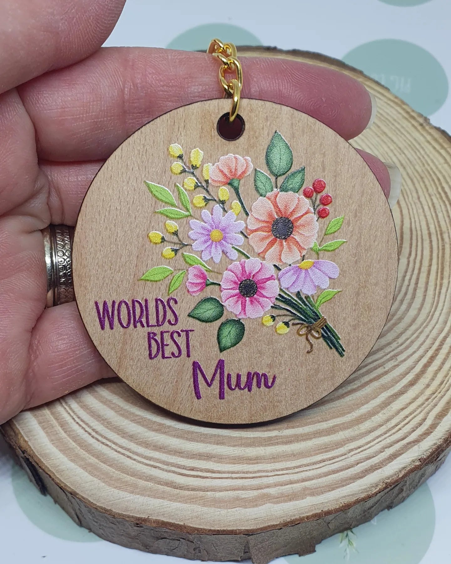 Floral mum key ring