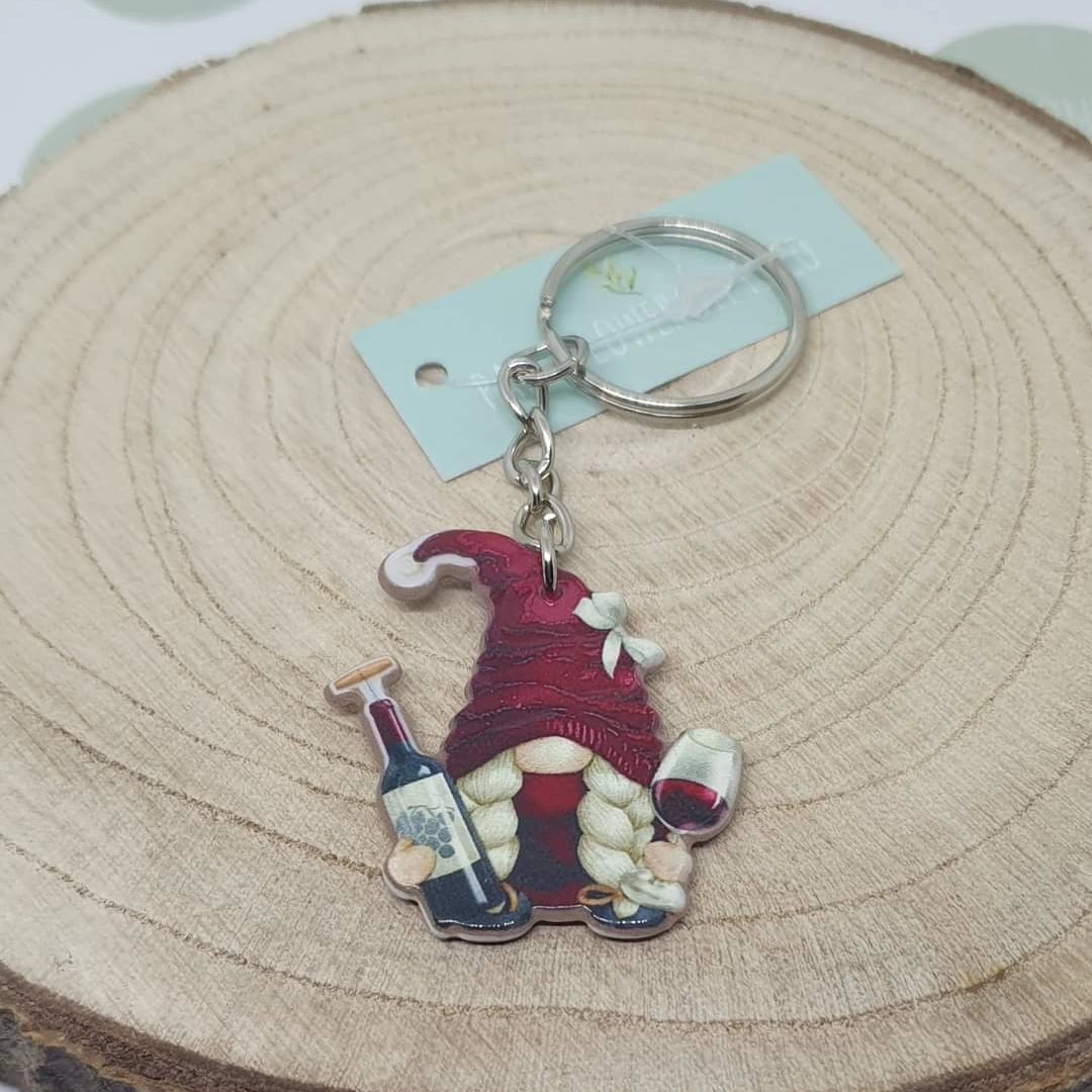 Wine drinking gonk key rings
