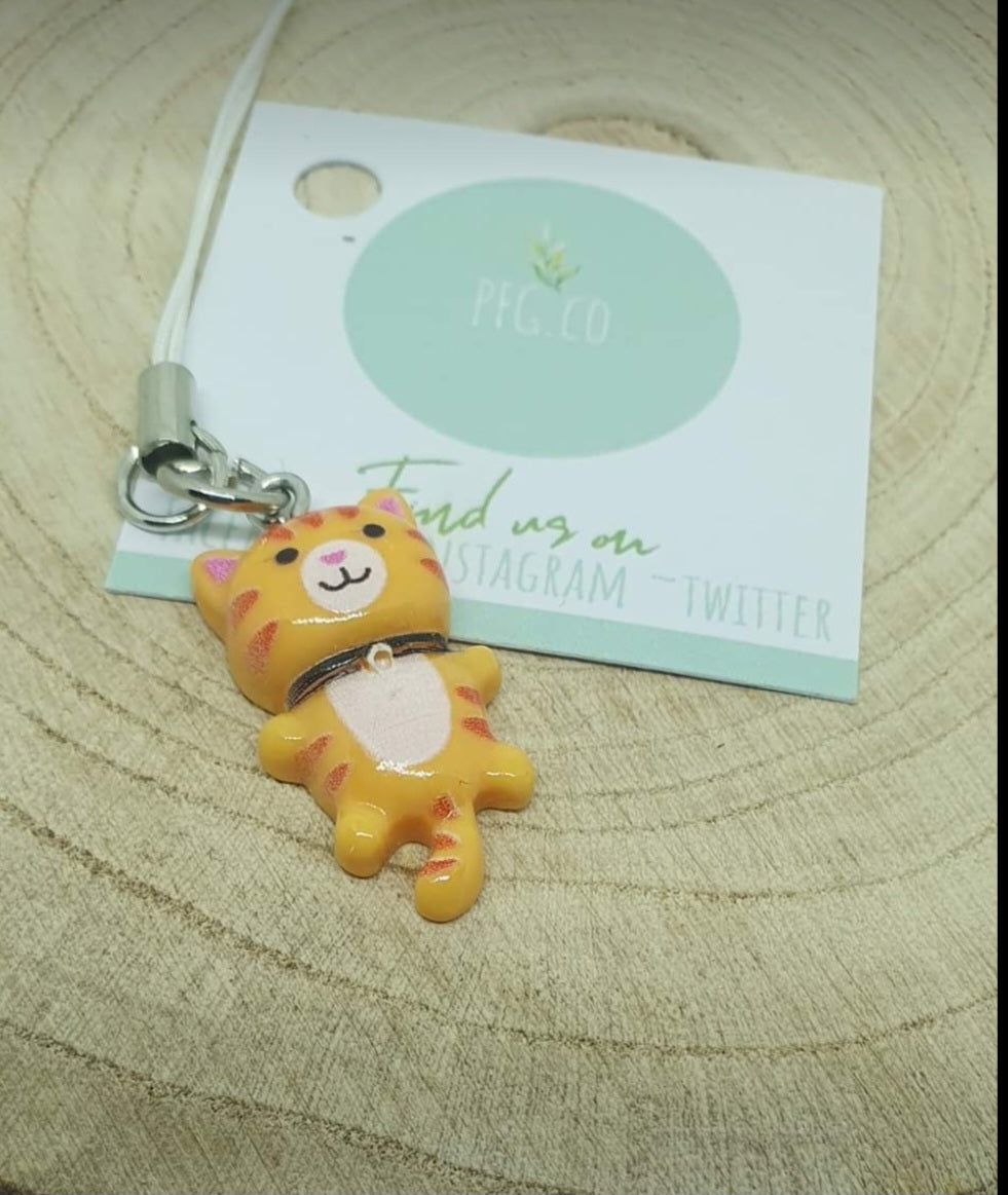 Ginger cat phone charms