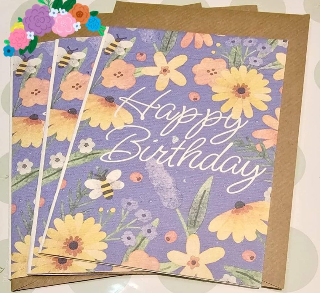 Wildflower birthday cards floral