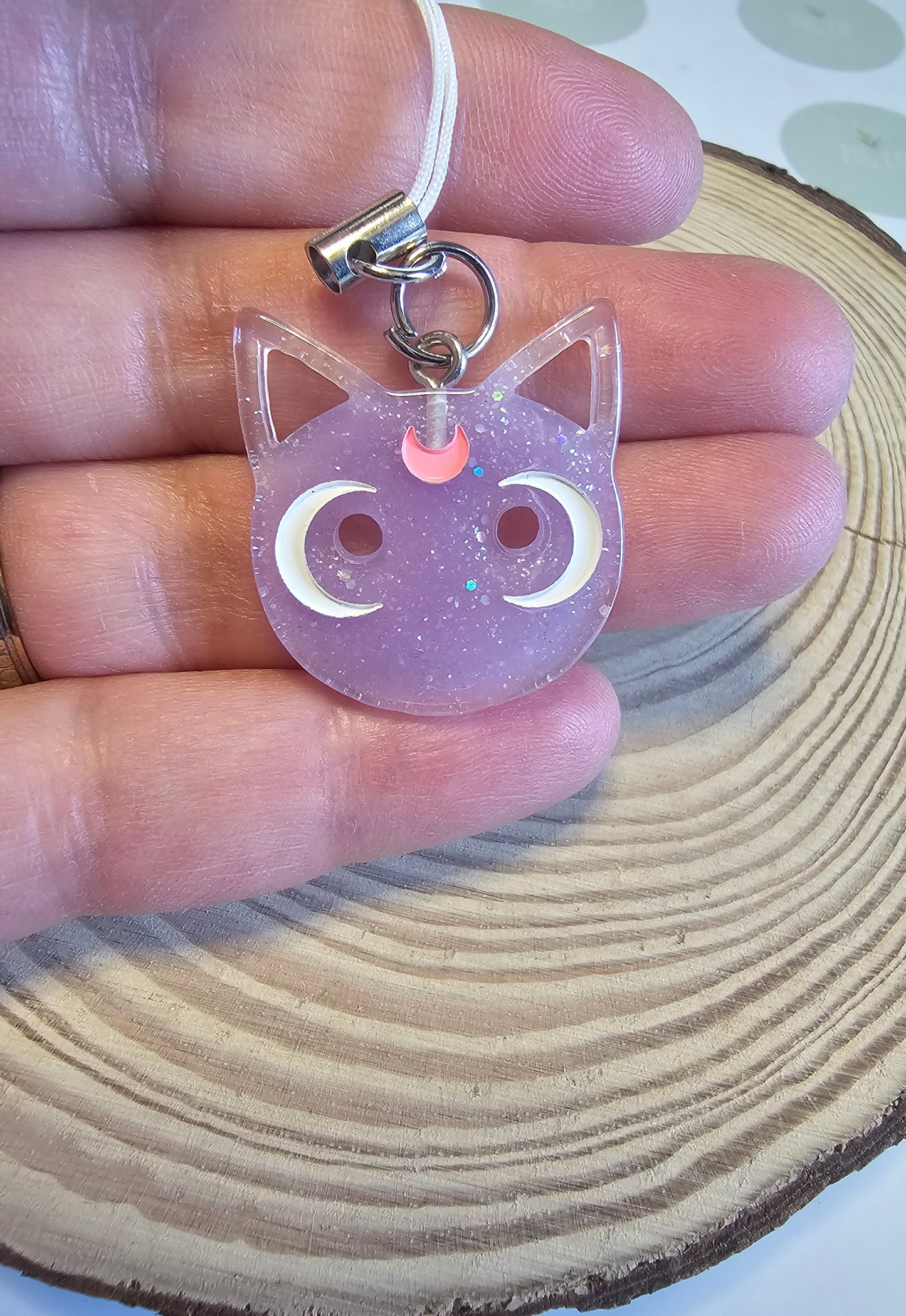 Cat phone charm purple