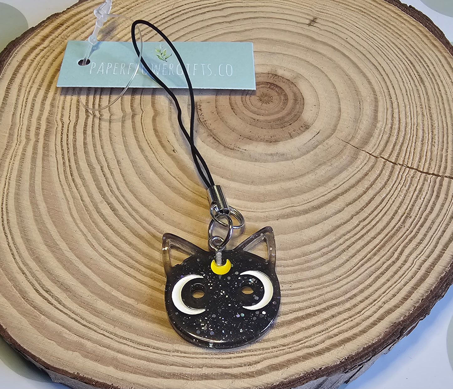 Black glitter phone charm