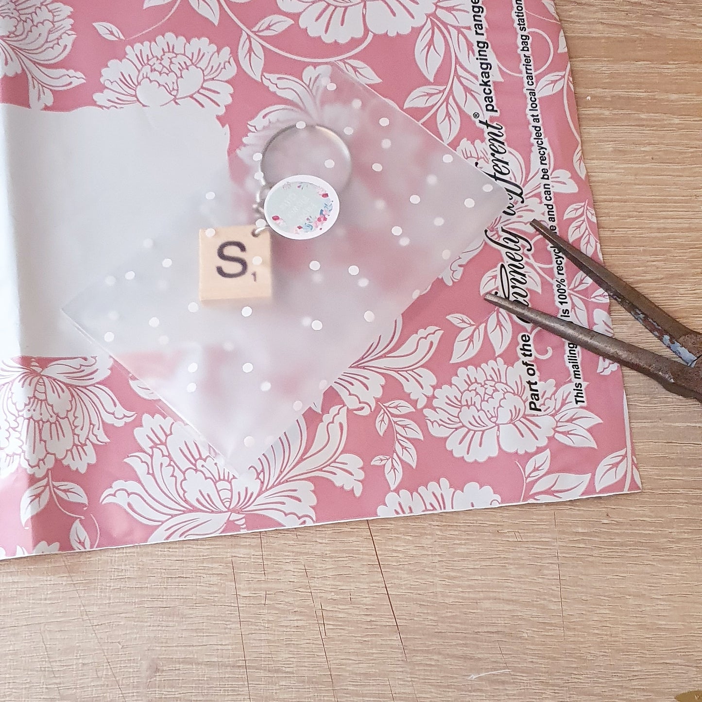 Wooden tile personalised key ring A
