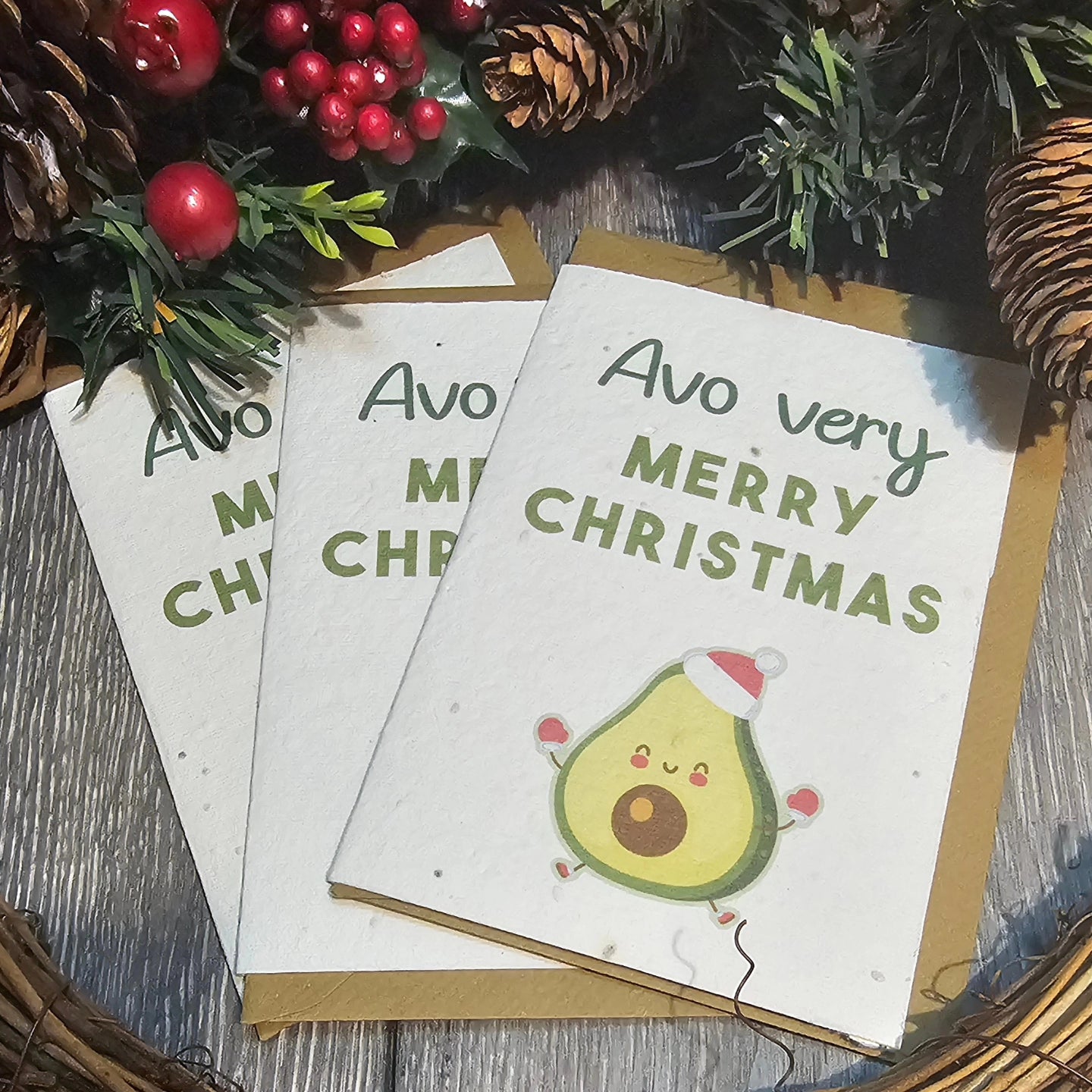 Avocado Christmas card plantable