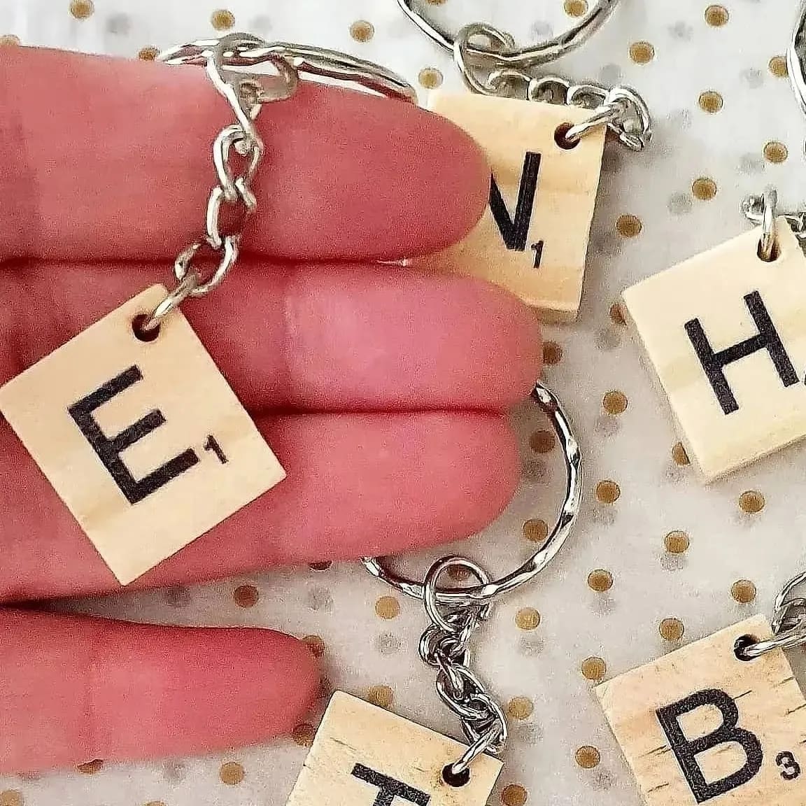 Letter E personalised key rings