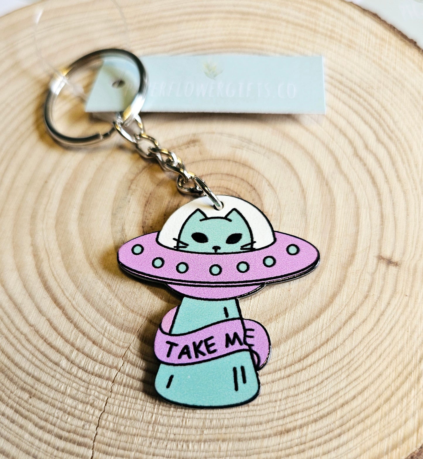 Cat space themed key rings