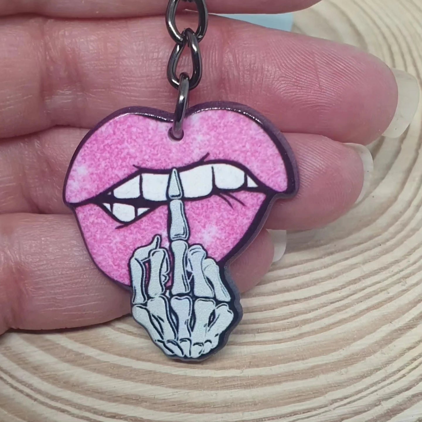 Pink lips & finger key rings