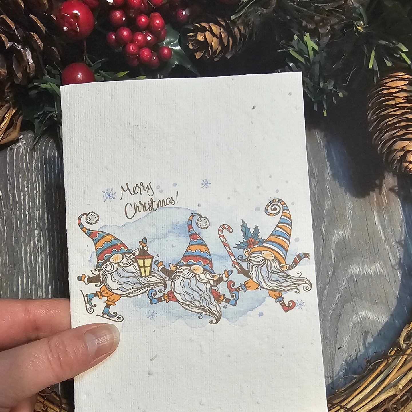 3 gonk seed Christmas cards