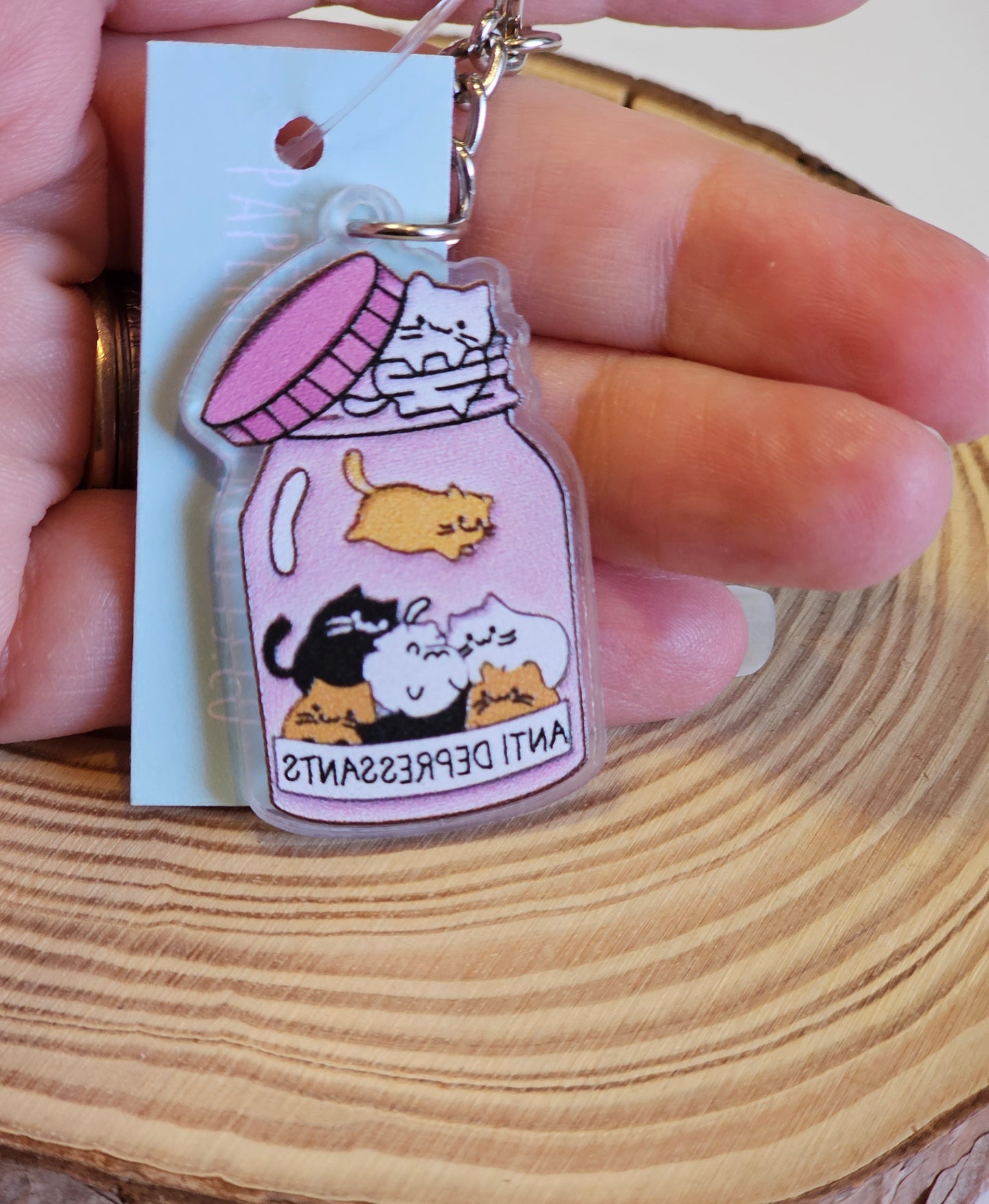 Antidepressants cats in jar key rings