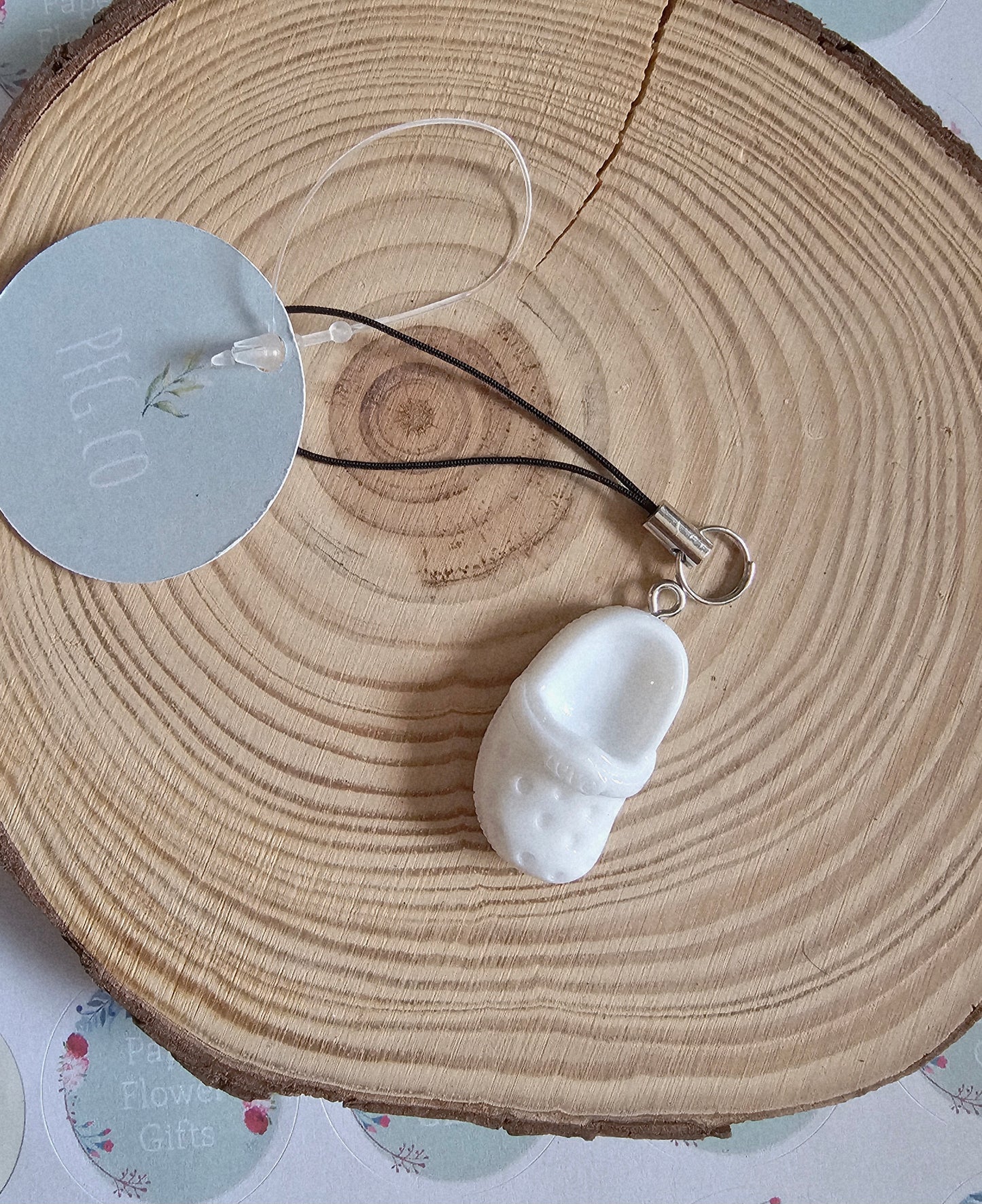 Croc phone charm White